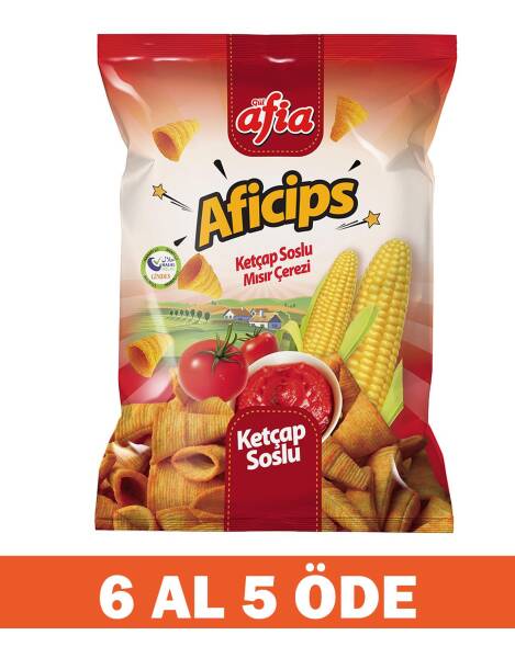 Aficips Ketçaplı Mısır Cips 50 Gr 6 Al 5 Öde - 1