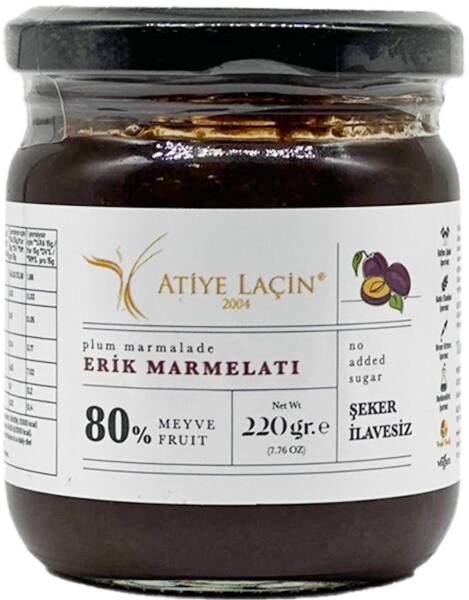 Atiye Laçin Şeker İlavesiz Erik Marmelatı 220 Gr - 1