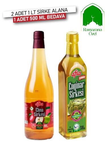 Elma Sirkesi Şişe 2x1 Lt Alana Enginar Sirkesi 500 Ml Hediye - 1