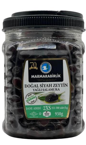 Marmara Birlik Elit Doğal Siyah Zeytin (351-380) 950 Gr - 1