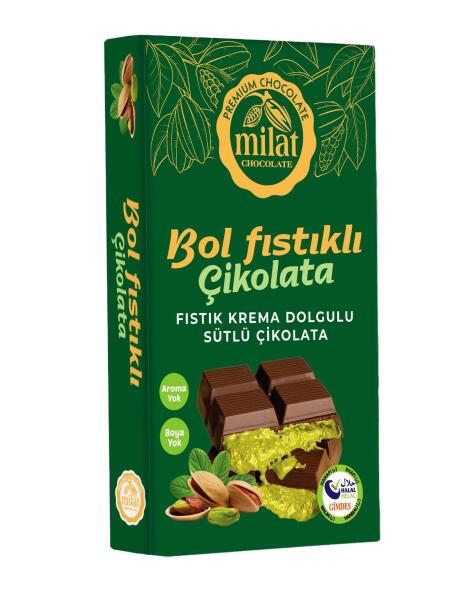 Milat Premium Fıstık Krema Dolgulu Sütlü Çikolata 60 Gr - 1